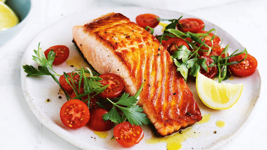 Salmon prepared using the bertazzoni steam function